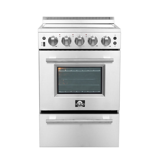 Forno 24" Freestanding Electric Range With 4 Element Burners in Stainless Steel, FFSEL6069-24